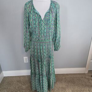 Matilda Jane Green and Pink Floral Long Sleeve Dress. Large